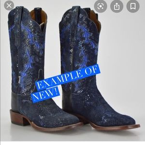 Lucchese blue python print boots